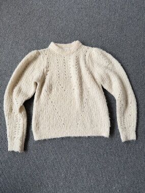 Dear John Cozy Cream Knit Puff-Sleeve Sweater, Size S